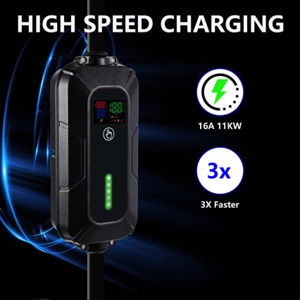 Brilagi - Cestovná nabíjacia stanica EV pre elektromobily FAST AC Type 2 16A/380V 11kW + zástrčka 230V, 3,7kW 5m + puzdro