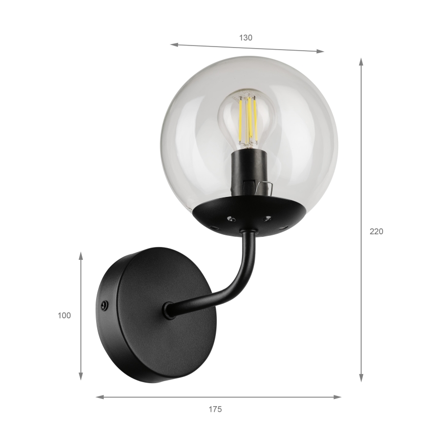 Brilagi - Nástenná lampa MALIVA 1xE14/15W/230V čierna/číra