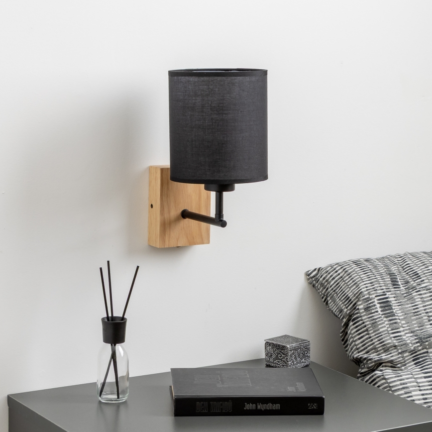 Brilagi - Nástenná lampa NUBILA WOOD 1xE27/25W/230V dub/čierna