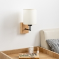 Brilagi - Nástenná lampa NUBILA WOOD 1xE27/25W/230V dub/čierna/krémová