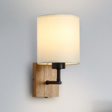 Brilagi - Nástenná lampa NUBILA WOOD 1xE27/25W/230V dub/čierna/krémová
