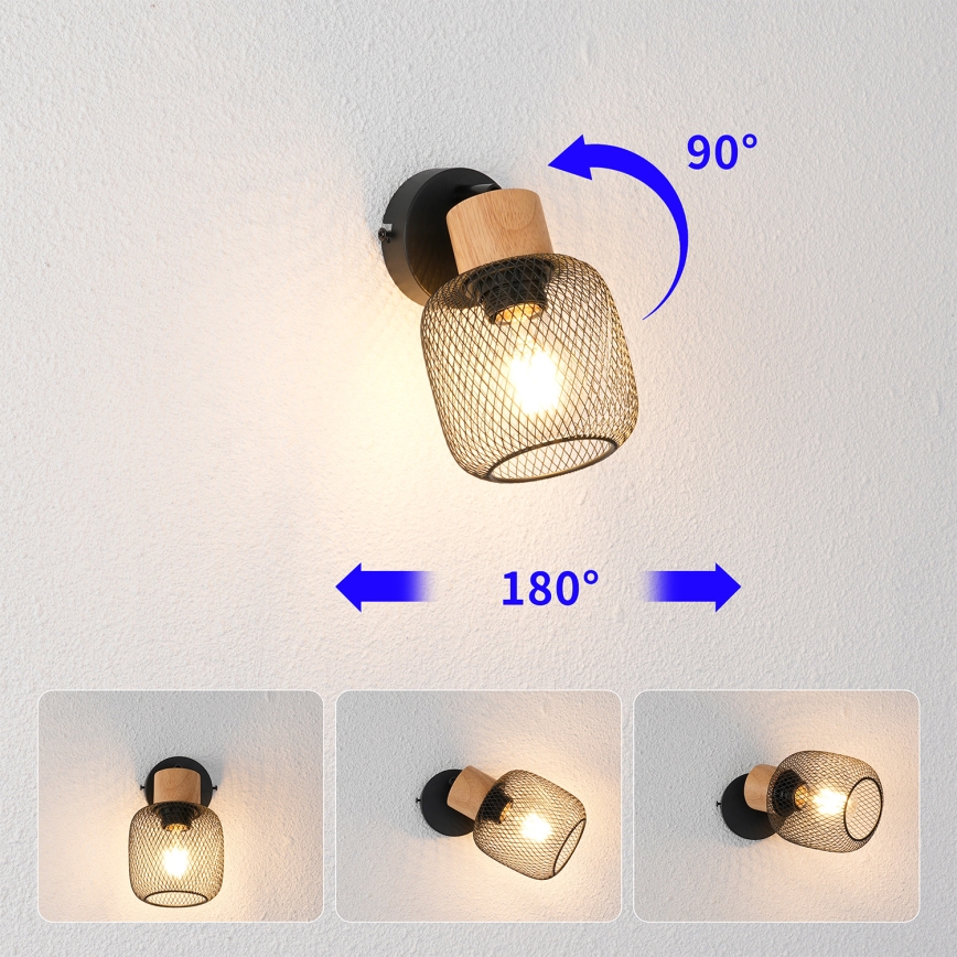 Brilagi - Nástenné bodové svietidlo BASKLITE 1xE27/15W/230V drevo/čierna