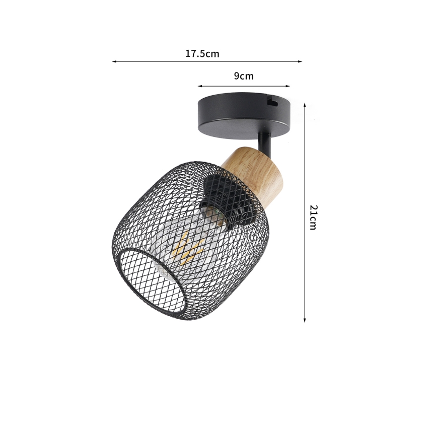 Brilagi - Nástenné bodové svietidlo BASKLITE 1xE27/15W/230V drevo/čierna