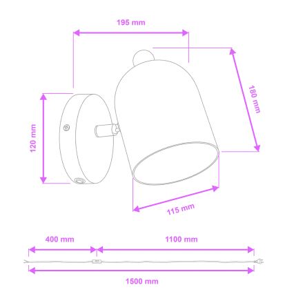 Brilagi - Nástenné bodové svietidlo GALLION 1xE27/15W/230V zelené