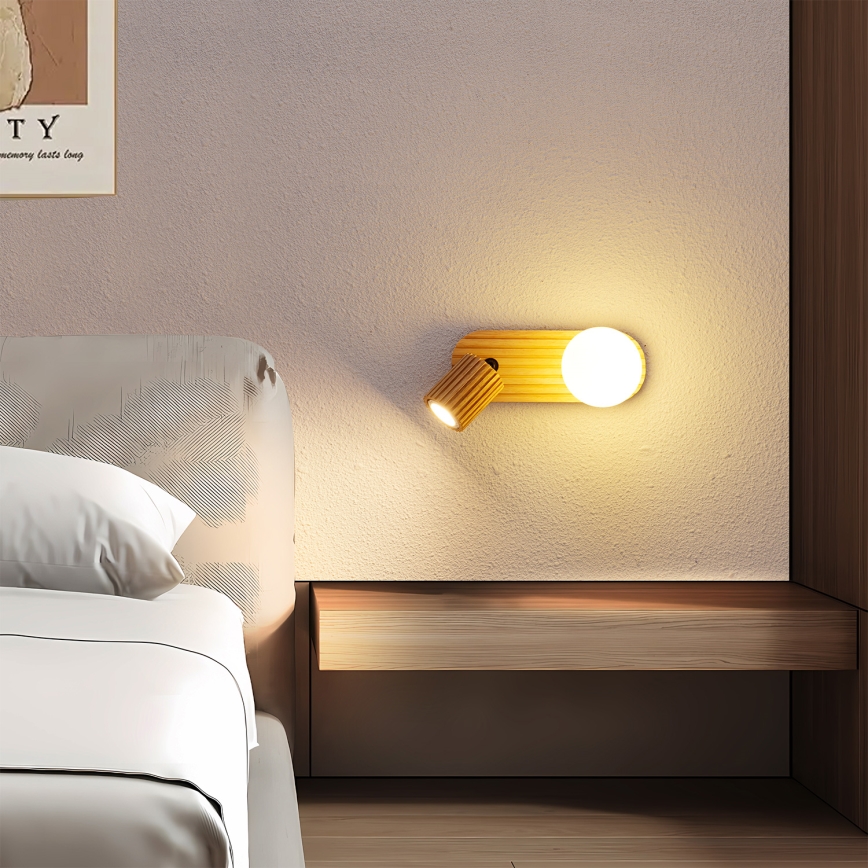 Brilagi - Nástenné bodové svietidlo MODERN WOOD 1xG9/5W/230V + 1xGU10/8W kaučukovníkové drevo