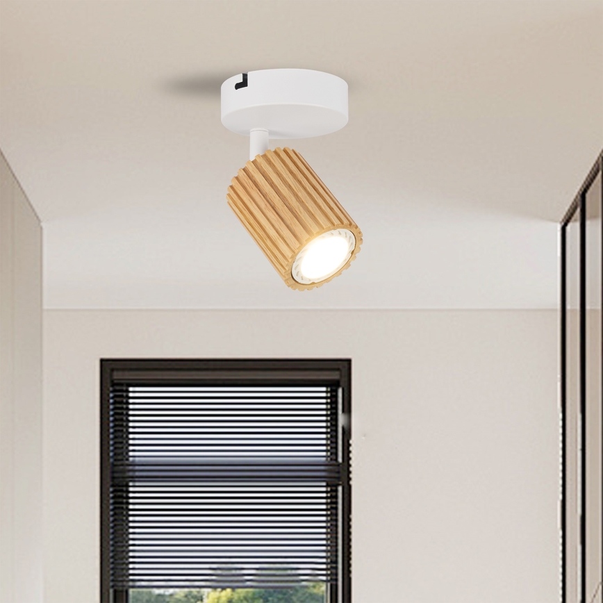 Brilagi - Nástenné bodové svietidlo MODERN WOOD 1xGU10/8W/230V kaučukovník/biela