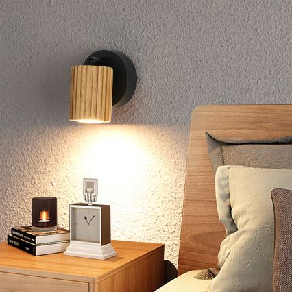 Brilagi - Nástenné bodové svietidlo MODERN WOOD 1xGU10/8W/230V kaučukovník/čierna