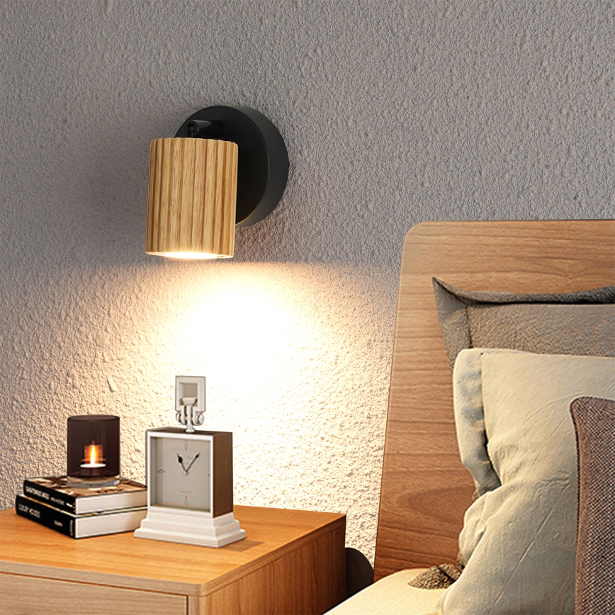 Brilagi - Nástenné bodové svietidlo MODERN WOOD 1xGU10/8W/230V kaučukovník/čierna