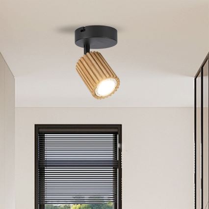 Brilagi - Nástenné bodové svietidlo MODERN WOOD 1xGU10/8W/230V kaučukovník/čierna