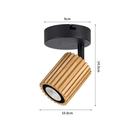 Brilagi - Nástenné bodové svietidlo MODERN WOOD 1xGU10/8W/230V kaučukovník/čierna
