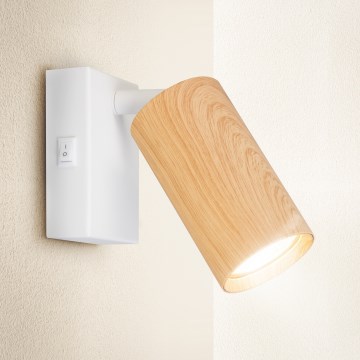 Brilagi - Nástenné bodové svietidlo SELE 1xGU10/30W/230V biela/dekor duba