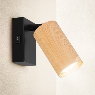 Brilagi - Nástenné bodové svietidlo SELE 1xGU10/30W/230V čierna/dekor duba