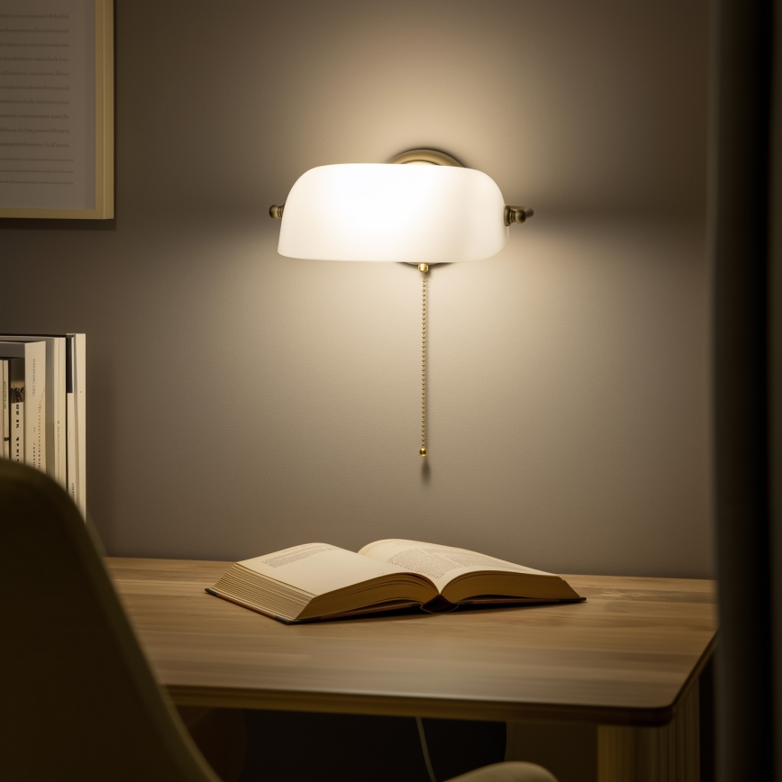 Brilagi - Nástenné svietidlo BANK OFFICE 1xE27/60W/230V mosadz/biela