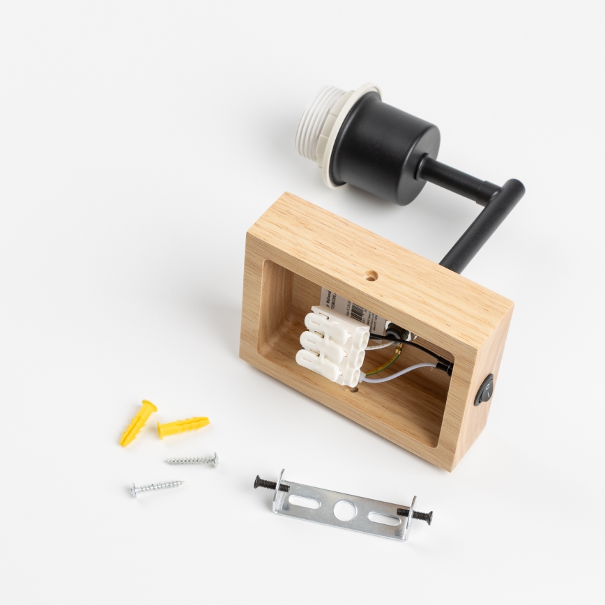 BRILAGI - Detská nástenná lampa BOBO WOOD 1xE27/25W/230V dub/čierna/biela/zajačiky