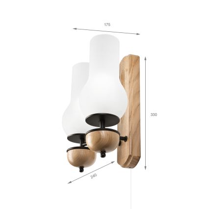 Brilagi - Nástenné svietidlo COTTAGE 2xE14/40W/230V dub/biela