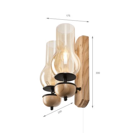 Brilagi - Nástenné svietidlo COTTAGE 2xE14/40W/230V dub/hnedá