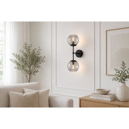 Brilagi - Nástenné svietidlo DIOR 2xE27/60W/230V čierna/dymovo-šedá