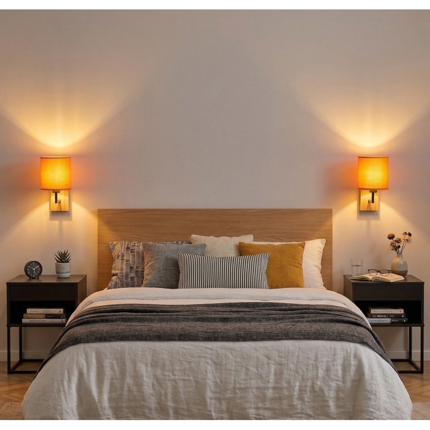 Brilagi - Nástenné svietidlo NUBILA WOOD 1xE27/25W/230V dub/čierna/oranžová