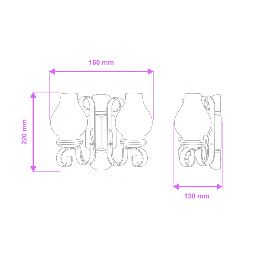Brilagi - Nástenné svietidlo RUSTIC 2xE14/40W/230V buk/orech