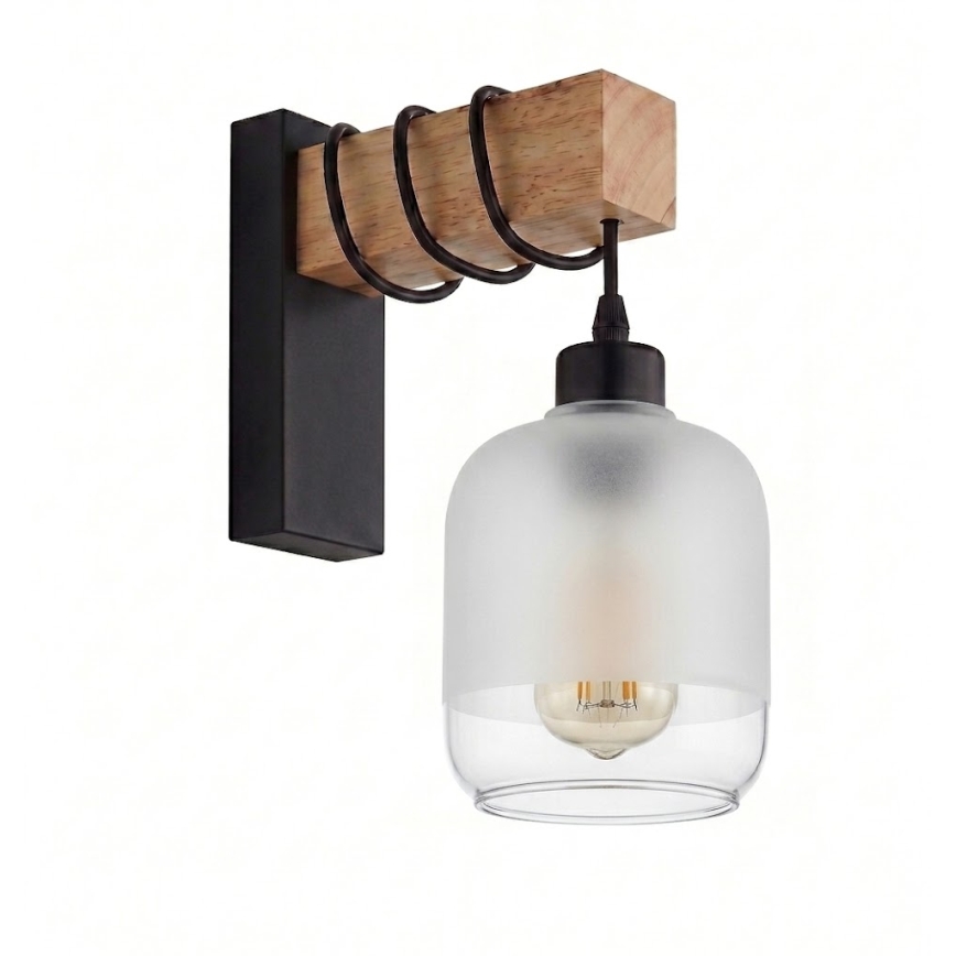 BRILAGI - Nástenné svietidlo WOOD GLASS 1xE27/60W/230V borovica/čierna/biela