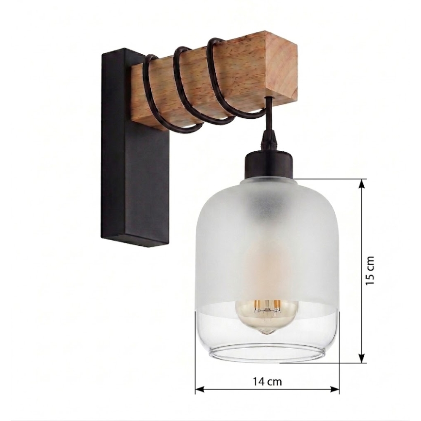 BRILAGI - Nástenné svietidlo WOOD GLASS 1xE27/60W/230V borovica/čierna/biela