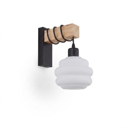 BRILAGI - Nástenné svietidlo WOOD GLASS 1xE27/60W/230V borovica/čierna/biela