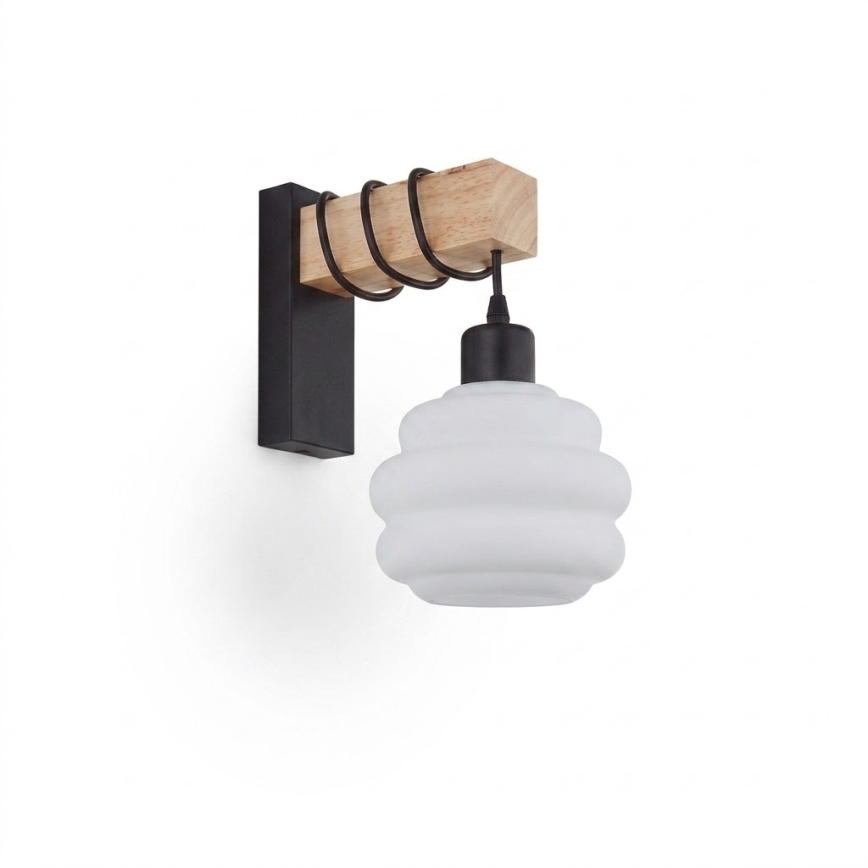 BRILAGI - Nástenné svietidlo WOOD GLASS 1xE27/60W/230V borovica/čierna/biela