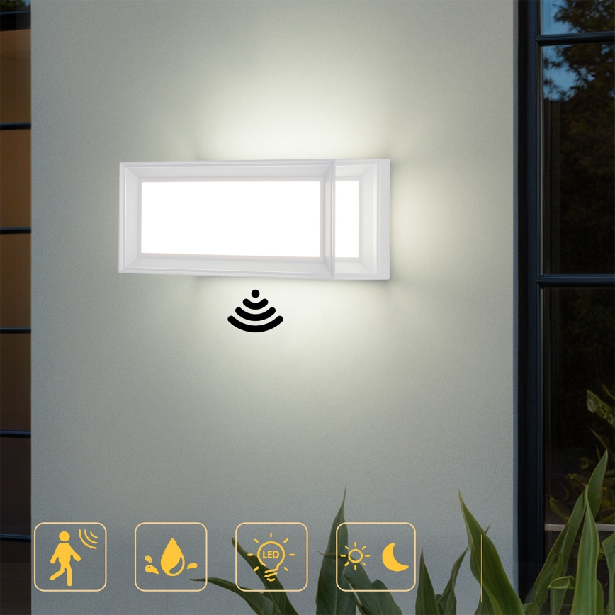 Brilagi - LED vonkajšie nástenné svietidlo so senzorom PARKER LED/12W/230V biele IP44