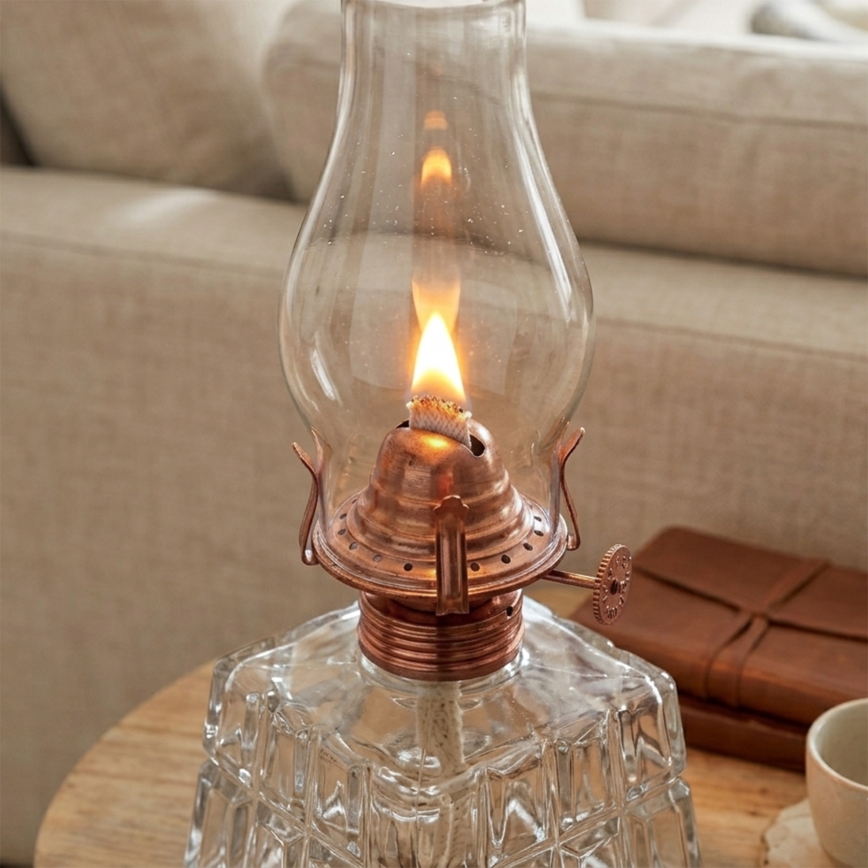 Brilagi - Petrolejová lampa MERLIN číra/bronzová/patina