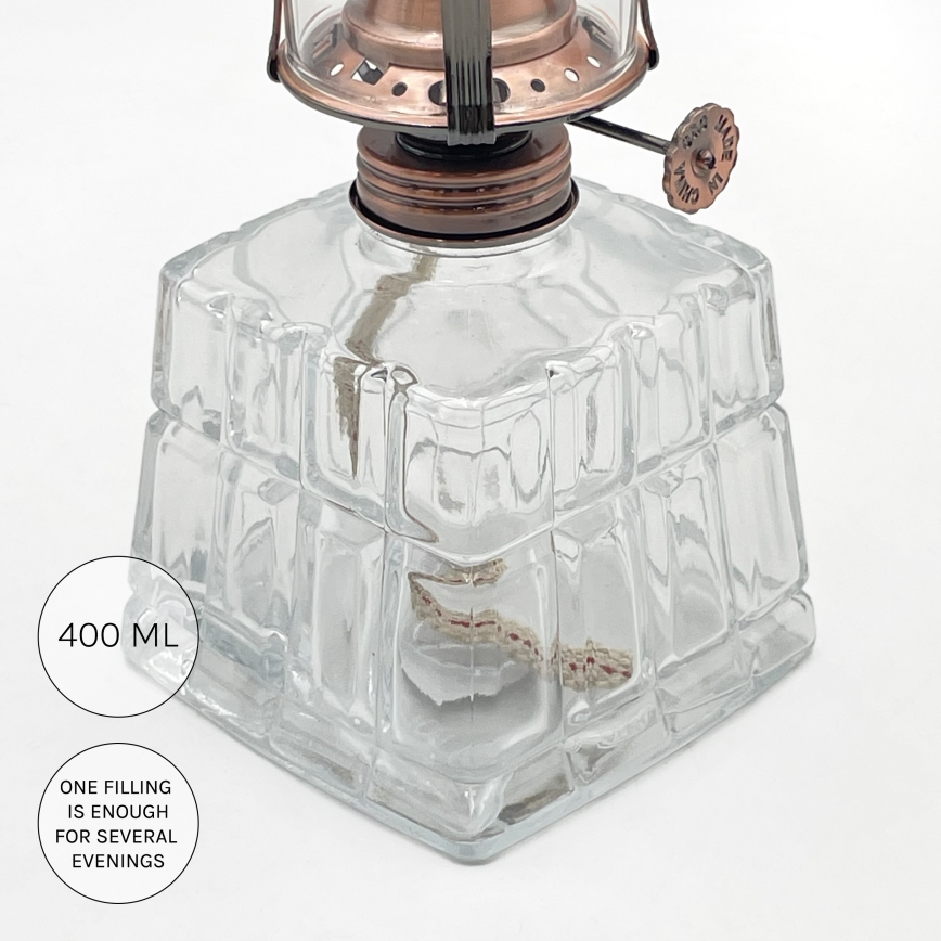 Brilagi - Petrolejová lampa MERLIN číra/bronzová/patina