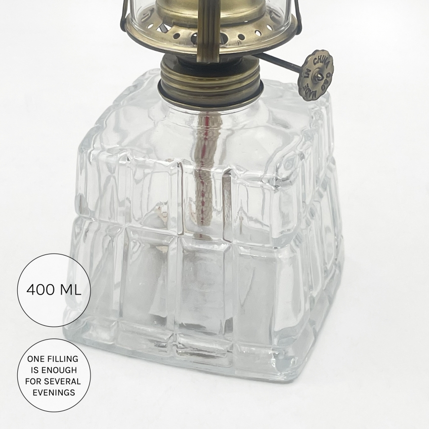 Brilagi - Petrolejová lampa MERLIN číra/zlatá/patina