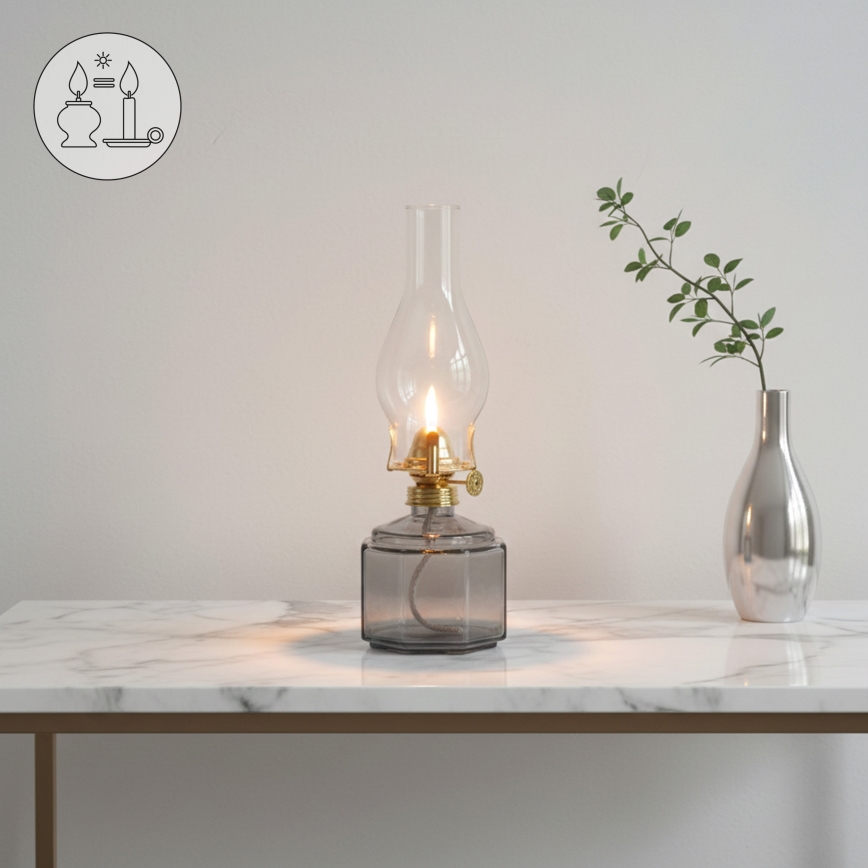 Brilagi - Petrolejová lampa MERLIN dymová/sivá