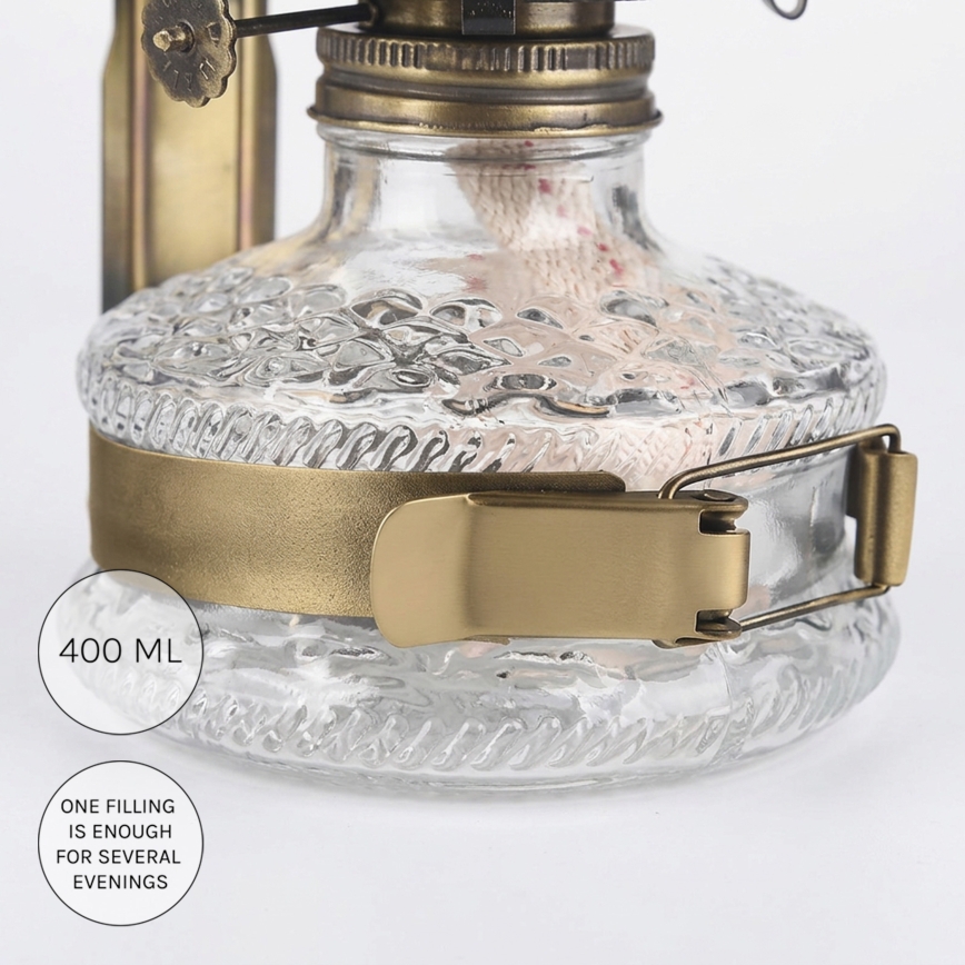 Brilagi - petrolejová lampa MERLIN, zlatá s patinou