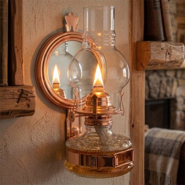 Brilagi - Petrolejová lampa so zrkadlom MERLIN bronzová/patina
