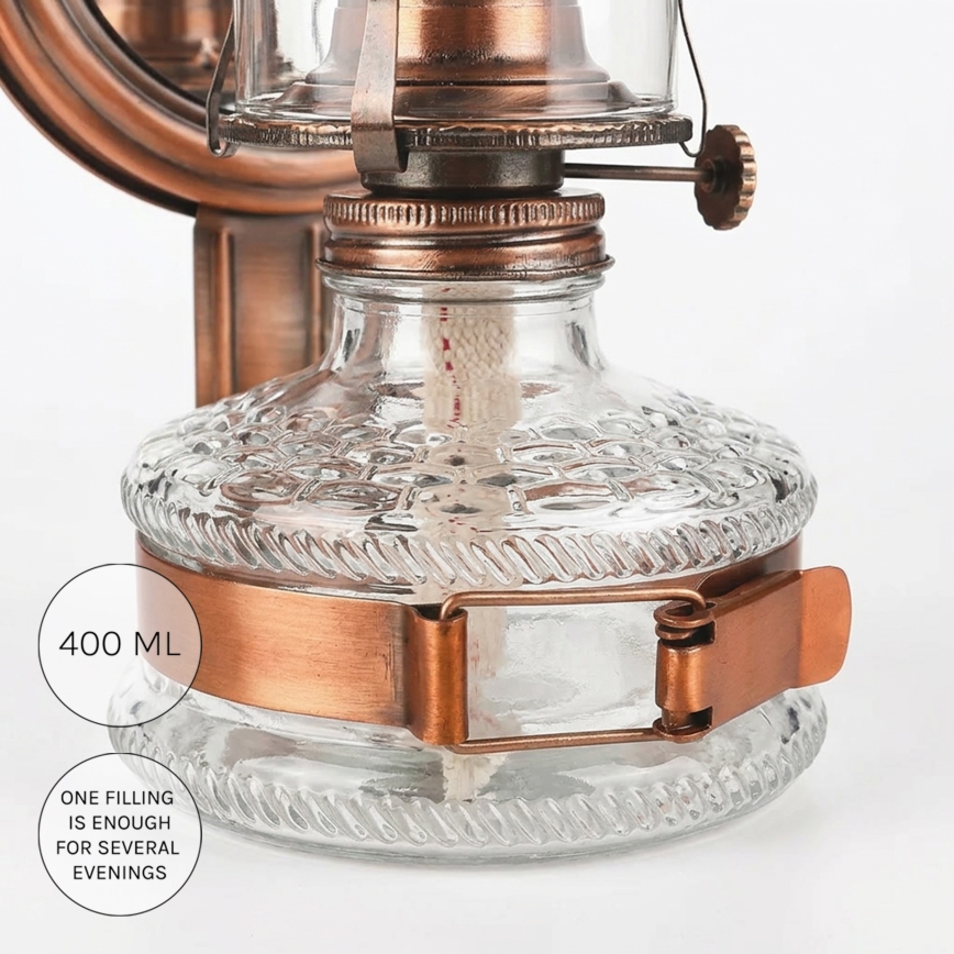 Brilagi - Petrolejová lampa so zrkadlom MERLIN bronzová/patina