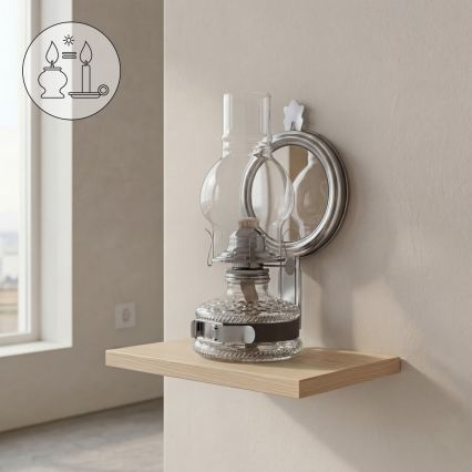 Brilagi - Petrolejová lampa so zrkadlom MERLIN čierny chróm