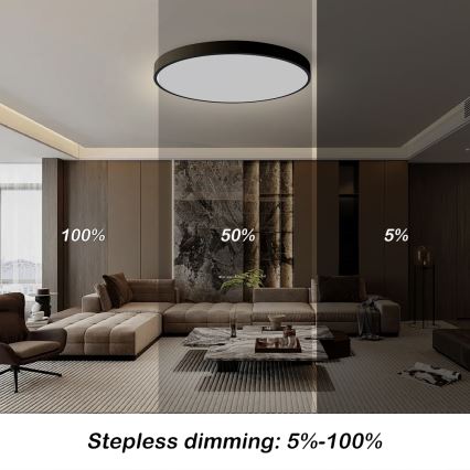 Brilagi - LED stmievateľné stropné svietidlo POOL SMART LED/128W/230V 3000-6000K priemer 100 cm Wi-Fi Tuya čierna + diaľkové ovládanie