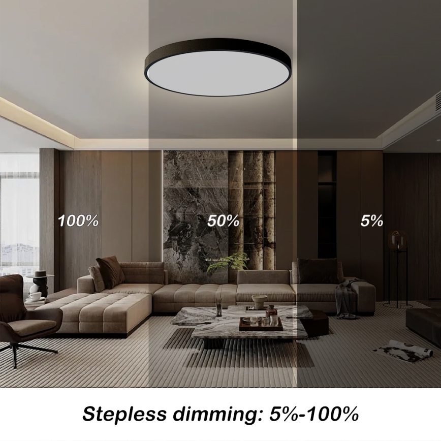 Brilagi - LED stmievateľné stropné svietidlo POOL SMART LED/128W/230V 3000-6000K priemer 100 cm Wi-Fi Tuya čierna + diaľkové ovládanie