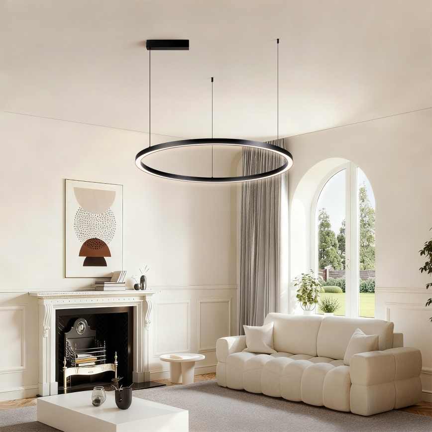 Brilagi - LED stmievateľný luster na lanku PORTOFINO LED/60W/230V 3000-6000K pr. 80 cm čierna + diaľkové ovládanie
