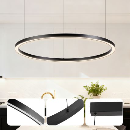 Brilagi - LED stmievateľný luster na lanku PORTOFINO LED/60W/230V 3000-6000K pr. 80 cm čierna + diaľkové ovládanie
