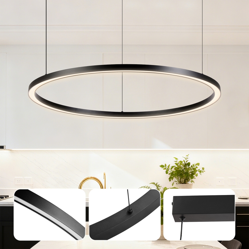 Brilagi - LED stmievateľný luster na lanku PORTOFINO LED/60W/230V 3000-6000K pr. 80 cm čierna + diaľkové ovládanie