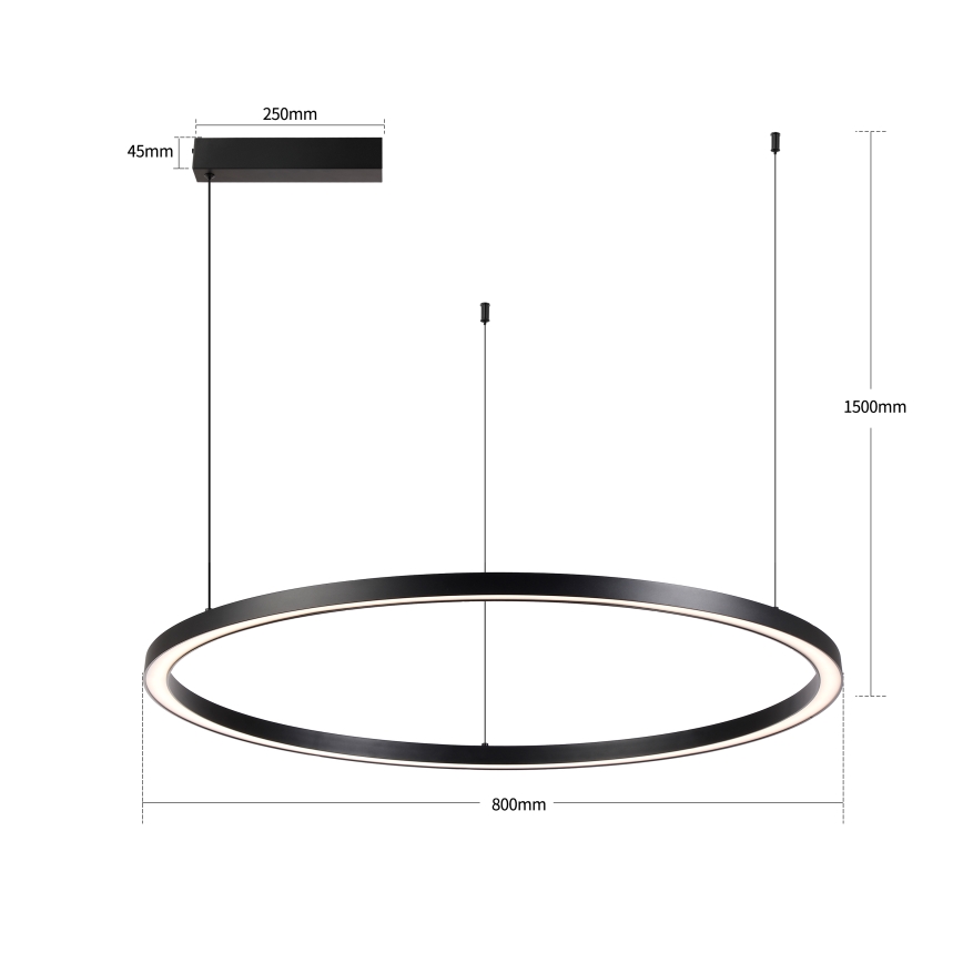 Brilagi - LED stmievateľný luster na lanku PORTOFINO LED/60W/230V 3000-6000K pr. 80 cm čierna + diaľkové ovládanie