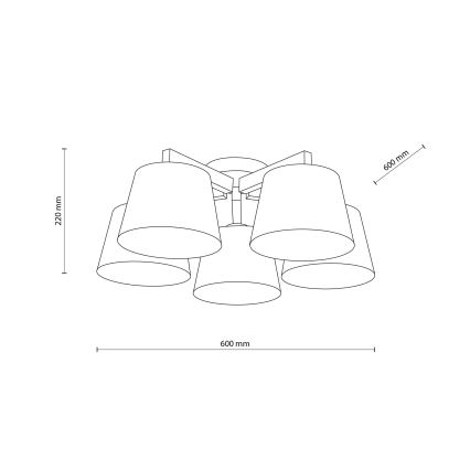 Brilagi - Prisadené stropné svietidlo LATTE SABIA 5xE27/15W/230V borovica/biela