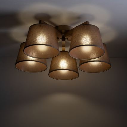 Brilagi - Prisadené stropné svietidlo LATTE SABIA 5xE27/60W/230V borovica/hnedá