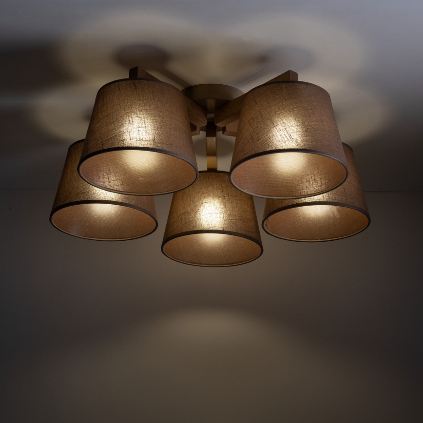 Brilagi - Prisadené stropné svietidlo LATTE SABIA 5xE27/60W/230V borovica/hnedá