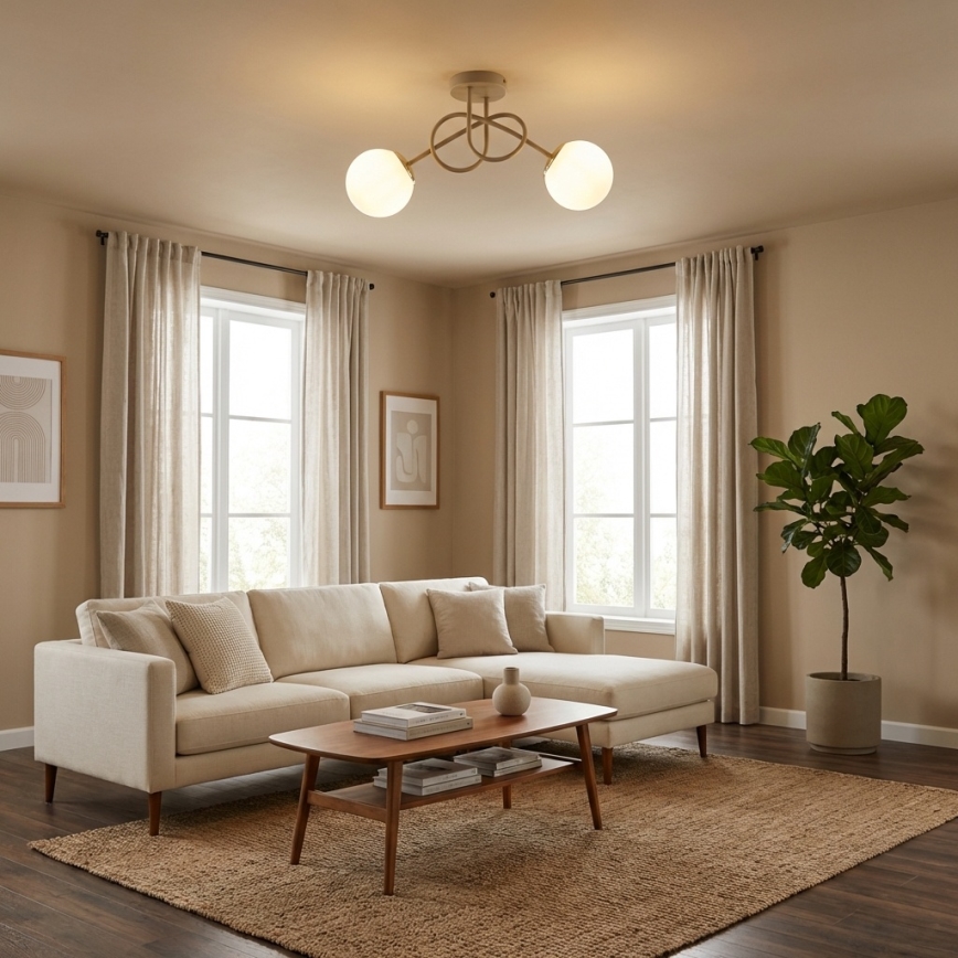 Brilagi - Prisadený luster 2xE27/60W/230V béžová/zlatá