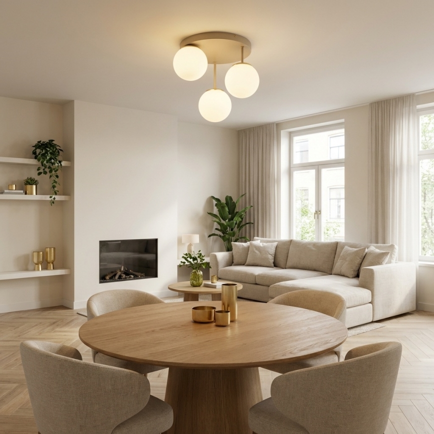 Brilagi - Prisadený luster 3xE27/60W/230V béžová/zlatá