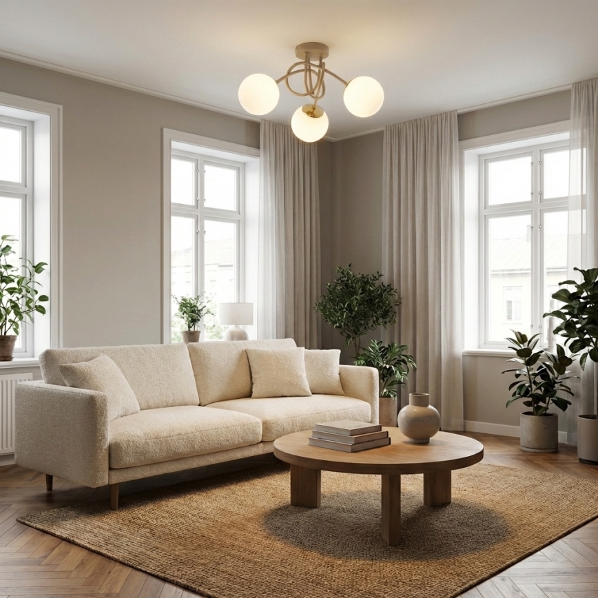 Brilagi - Prisadený luster 3xE27/60W/230V béžová/zlatá