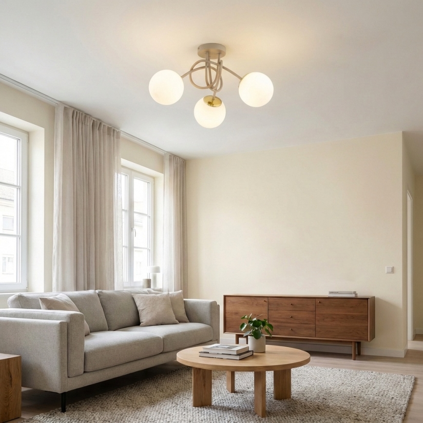 Brilagi - Prisadený luster 3xE27/60W/230V béžová/zlatá