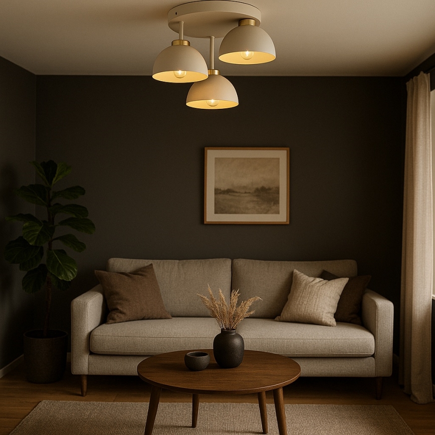 Brilagi - Prisadený luster 3xE27/60W/230V béžová/zlatá